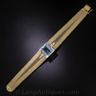 Mid-Century Aquamarine and Gold Bracelet