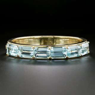 Mid-Century Aquamarine Bangle Bracelet - 3