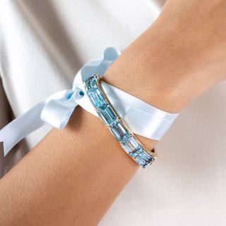 Mid-Century Aquamarine Bangle Bracelet