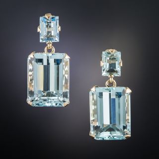 Mid-Century Aquamarine Drop Earrings - 1