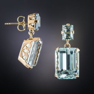 Mid-Century Aquamarine Drop Earrings