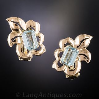Mid-Century Aquamarine Earrings