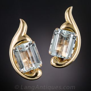 Mid-Century Aquamarine Earrings - 1