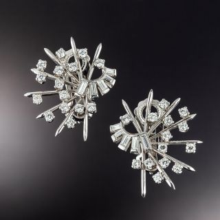 Mid-Century 'Atomic' Diamond Ear Clips - 1