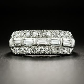 Mid-Century Baguette and Round Diamond Band Ring - 2