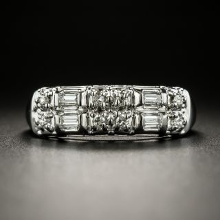 Mid-Century Baguette and Round Diamond Band Ring - 2