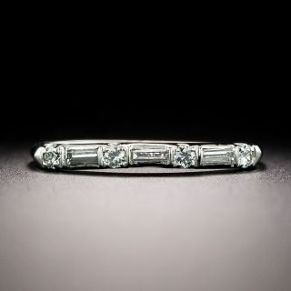 Mid-Century Baguette and Round Diamond Wedding Band - 3