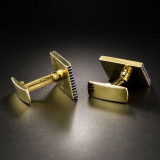 Mid-Century Blue Enamel Cufflinks