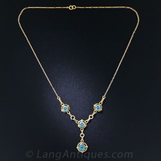 Mid-Century Blue Zircon Necklace