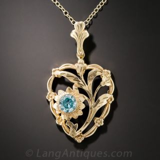 Mid-Century Blue Zircon Pendant