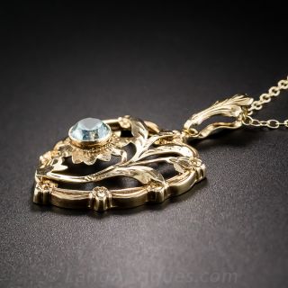 Mid-Century Blue Zircon Pendant