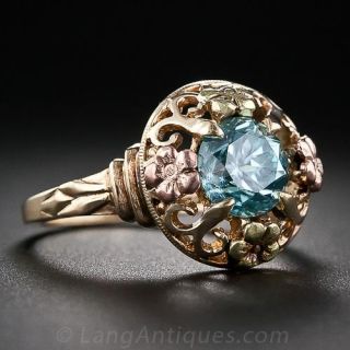 Mid-Century Blue Zircon Ring