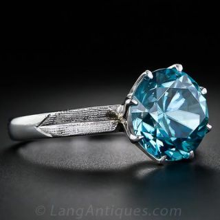 Mid-Century Blue Zircon Solitare Ring
