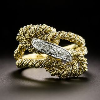 Mid-Century Brutalist Diamond Double-Knot Ring - 3