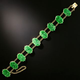 Mid-Century Carved Jade Bracelet - 2