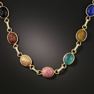 Mid-Century Carved Scarab Necklace - 2