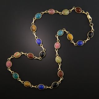Mid-Century Carved Scarab Necklace