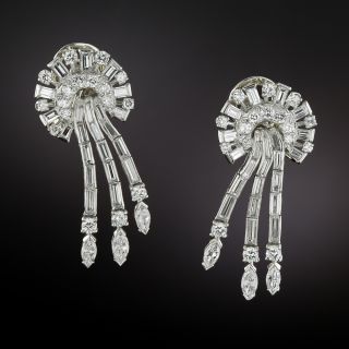 Mid-Century Cascading Diamond Drop Earrings - 1