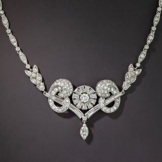 Mid-Century Baguette and Round Diamond Necklace - 3