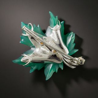 Mid-Century Chalcedony Leaf Brooch