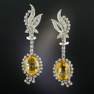 Mid-Century Citrine and Diamond Earrings - 2