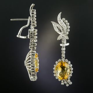 Mid-Century Citrine and Diamond Earrings