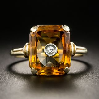 Mid-Century Citrine and Diamond Ring - 2
