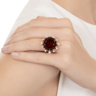 Mid-Century Citrine and Diamond Ring