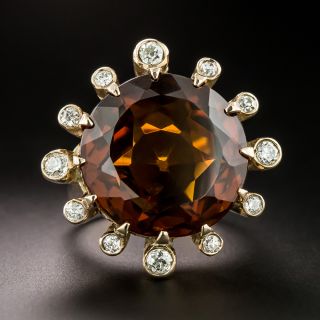 Mid-Century Citrine and Diamond Ring - 2