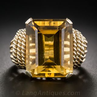 Mid-Century Citrine Cocktail Ring
