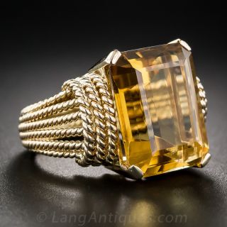 Mid-Century Citrine Cocktail Ring