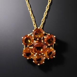 Mid-Century Citrine Flower Cluster Pendant - 3
