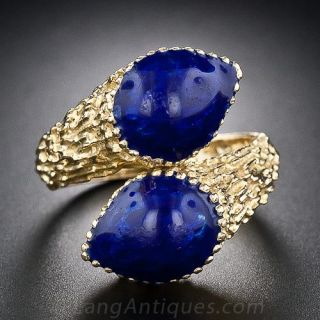 Mid-Century Cobalt Enamel Bypass Ring