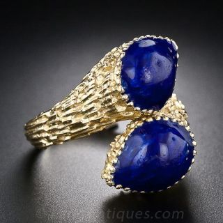 Mid-Century Cobalt Enamel Bypass Ring