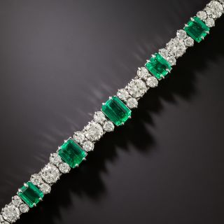 Mid-Century Colombian Emerald and Diamond Bracelet - GIA  - 2