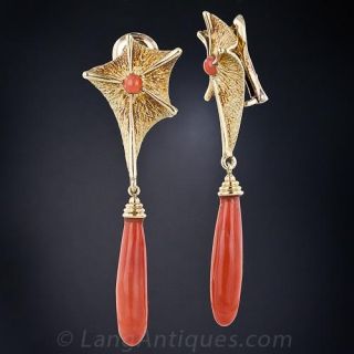 Mid-Century Coral Drop Earrings