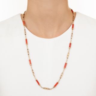 Mid-Century Coral Link Necklace