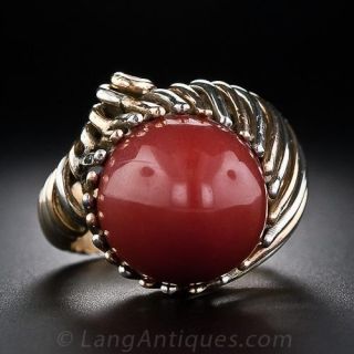 Mid-Century Coral Ring - 1