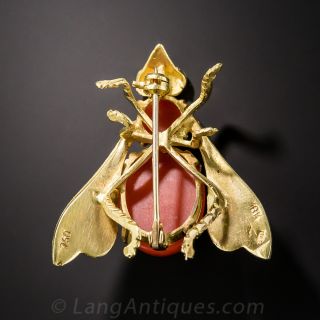 Mid-Century Coral Wasp Pin