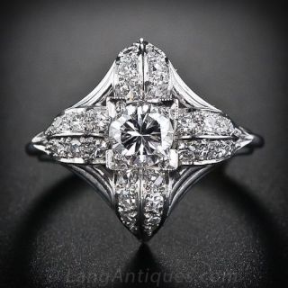 Mid-Century Diamond and Platinum Ring