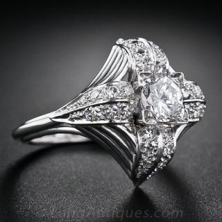 Mid-Century Diamond and Platinum Ring