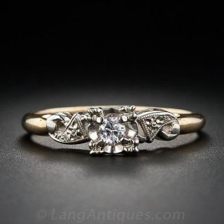 Mid-Century Diamond and Two-Tone 14K Ring