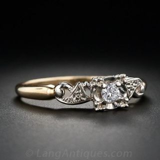 Mid-Century Diamond and Two-Tone 14K Ring