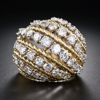 Mid-Century Diamond Bombé Cocktail Ring - 7