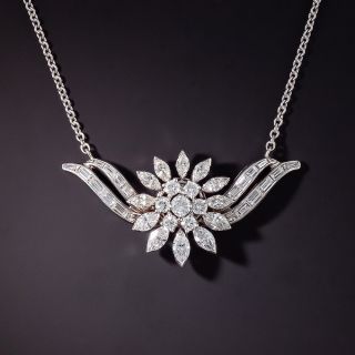 Mid-Century Diamond Cluster Necklace - 0