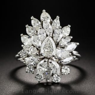 Mid-Century Diamond Cluster Ring