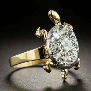 Mid-Century Diamond Cluster Turtle Ring
