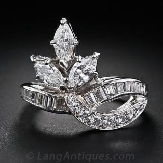 Mid-Century Diamond Cocktail Ring