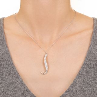 Mid-Century Diamond Curlicue Pendant