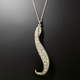 Mid-Century Diamond Curlicue Pendant - 2